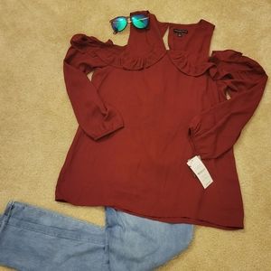 Cold Shoulder Ruffle Blouse